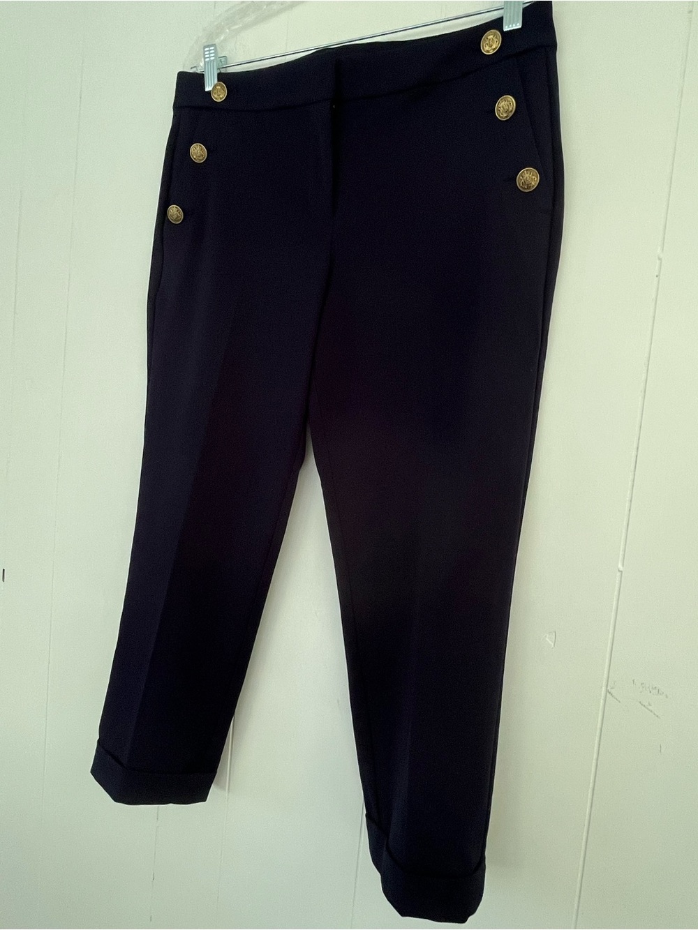 LOFT Devin Slim Navy Sailor Button Trouser Pants Size 10P - Picture 9 of 15